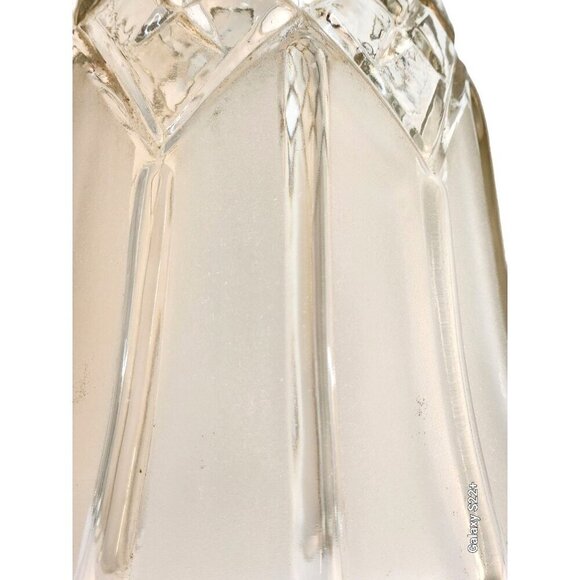 Vintage Clear Glass Lamp Shade With Diamond Cut Design & Fluted Edges - Picture 2 of 7